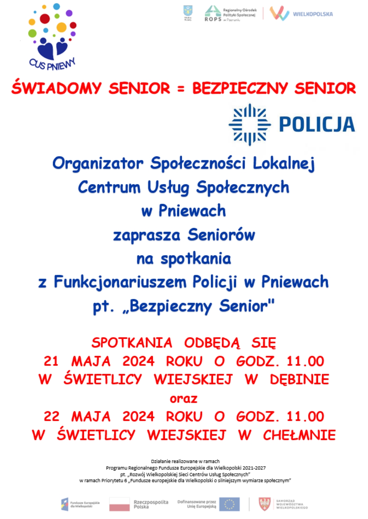Spotkania  z&nbsp;Funkcjonariuszem Policji w&nbsp;Pniewach pt. &bdquo;Bezpieczny Senior"