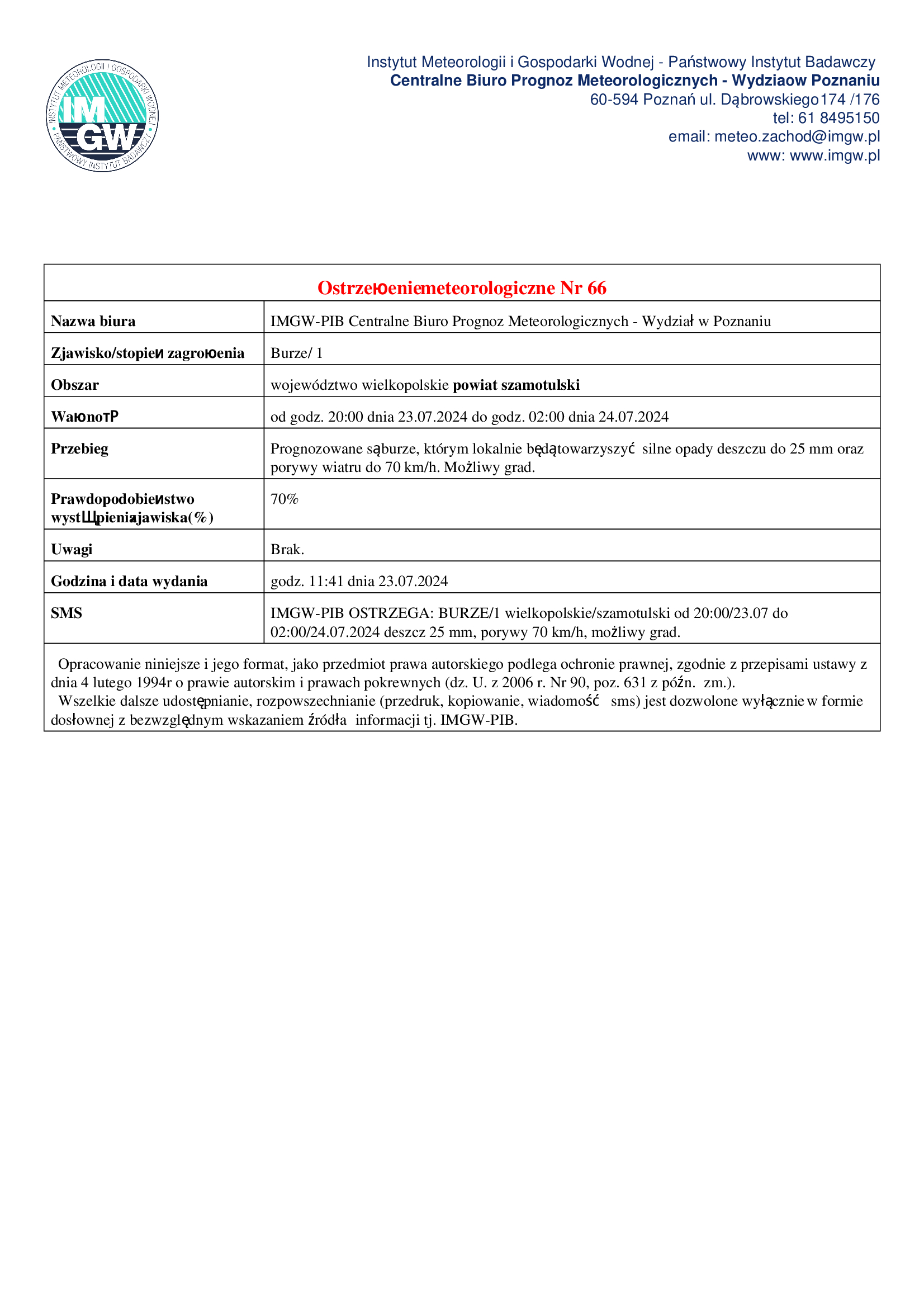 Ostrzeżenie pogodowe