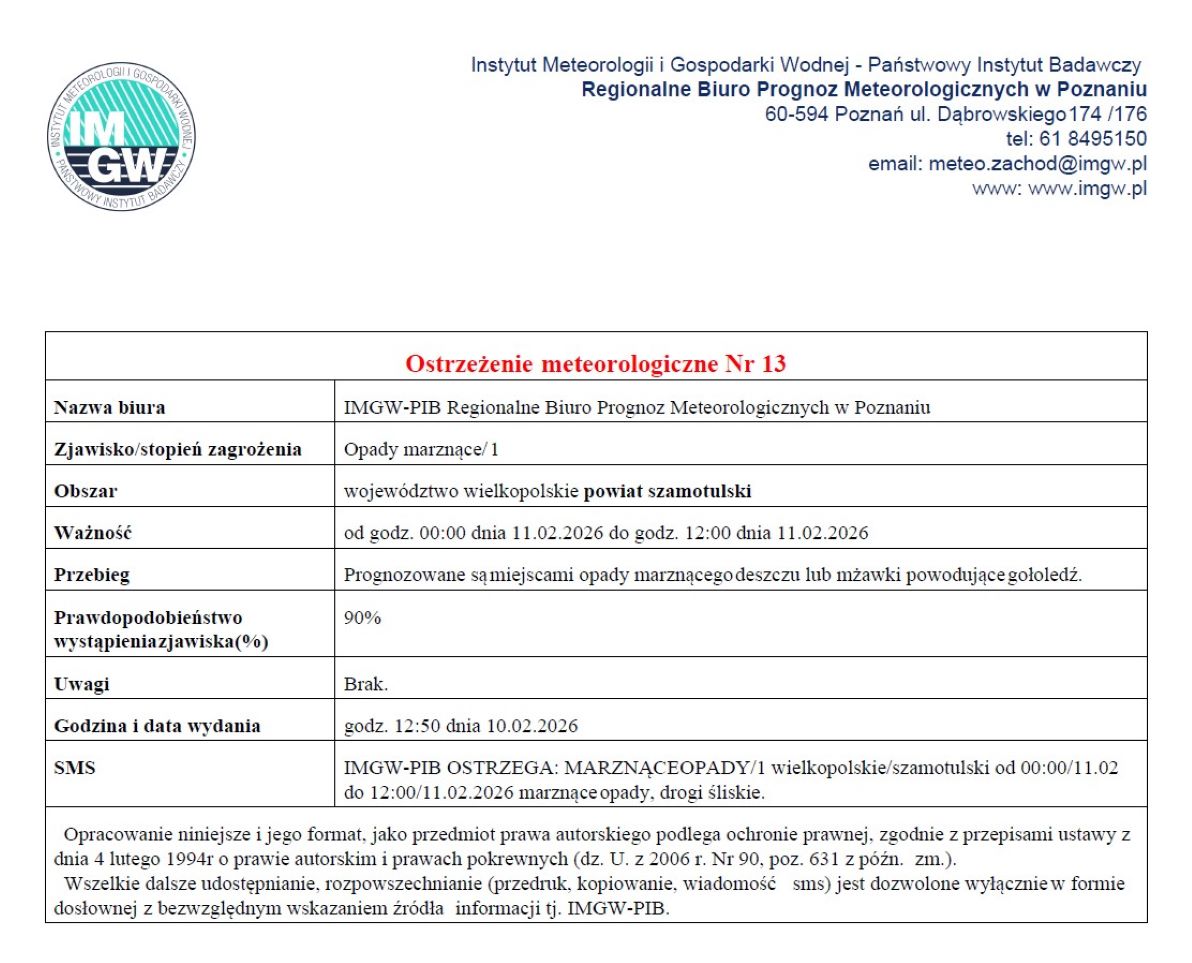 Ostrzeżenie pogodowe