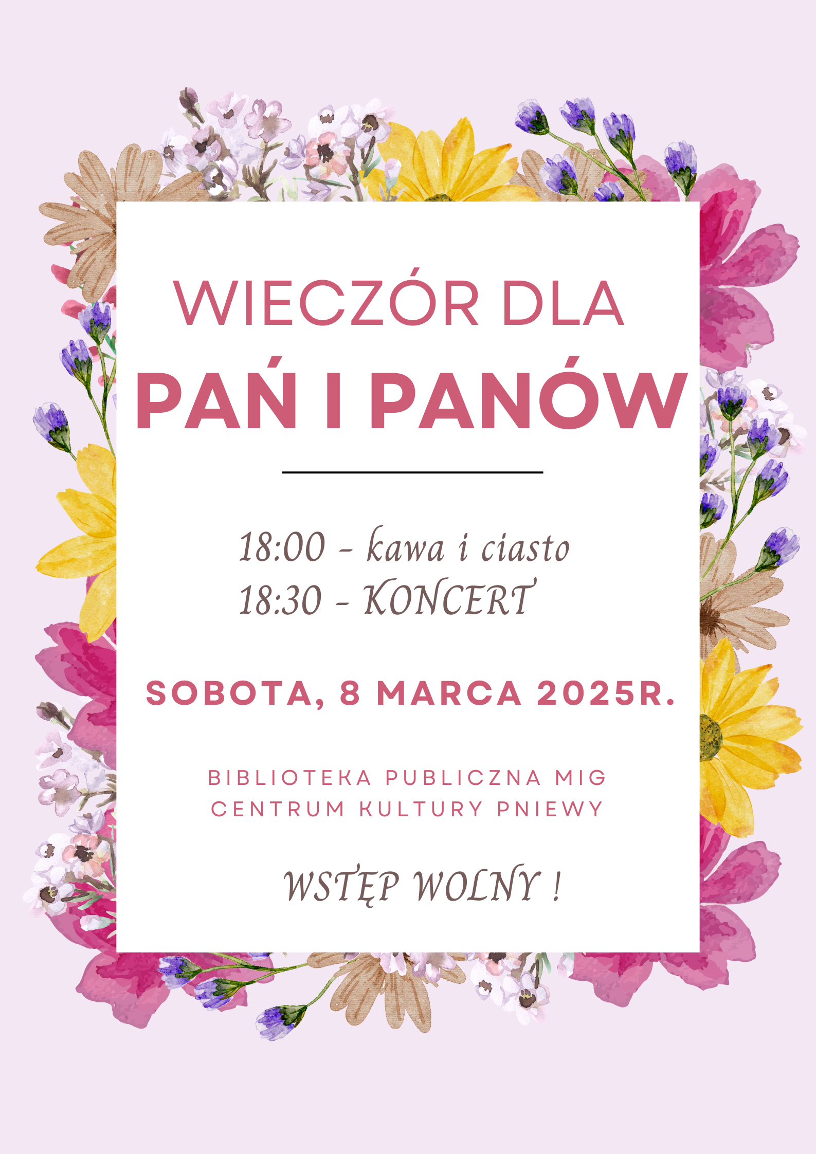plakat-wiecz&oacute;r dla Pań i&nbsp;Pan&oacute;w