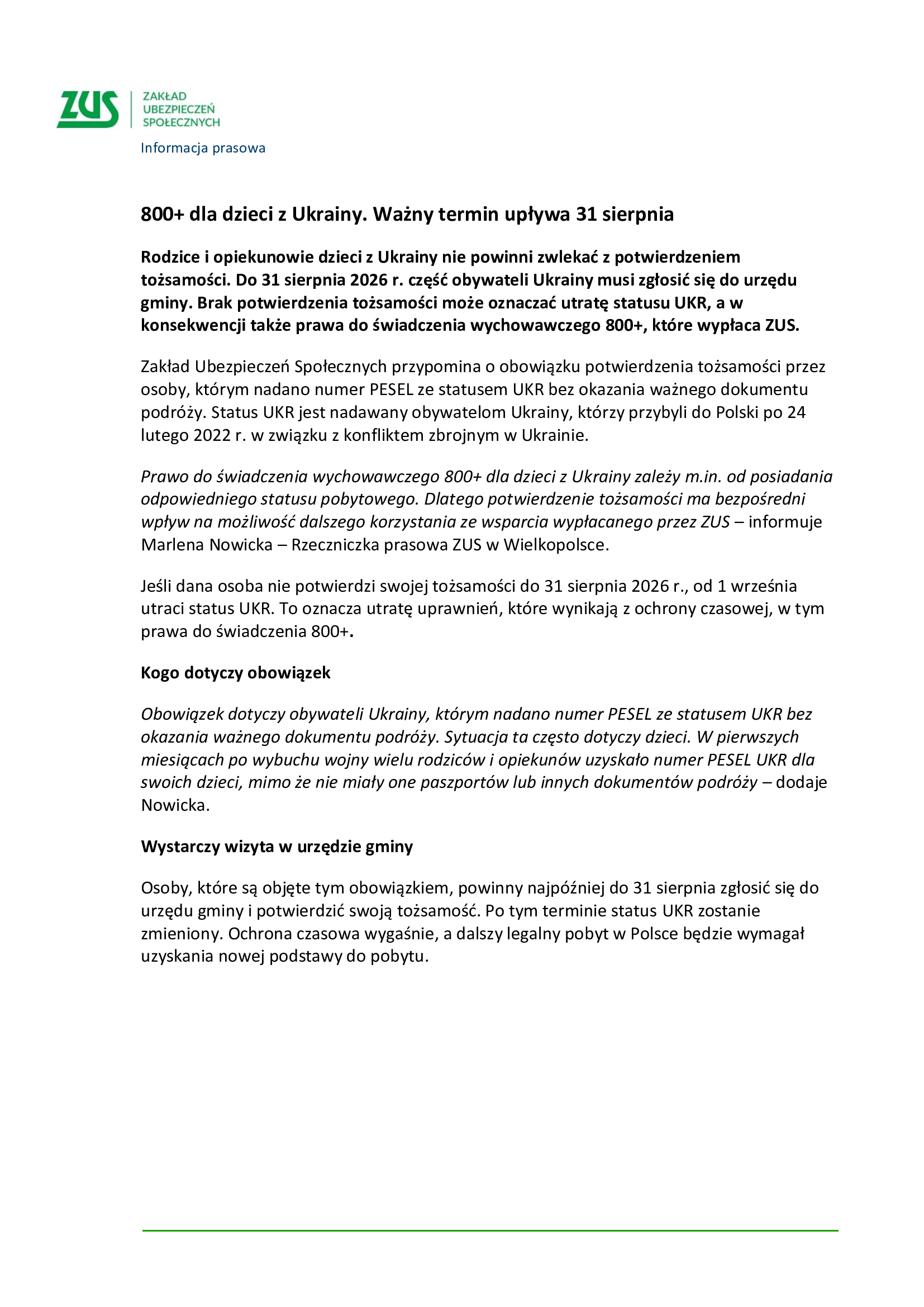 potwierdzenie statusu 