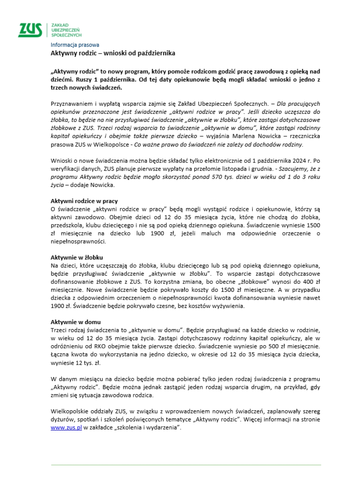 Program "Aktywny rodzic"