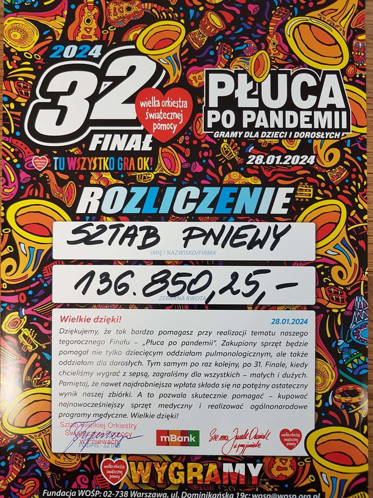 WOŚP- rozliczenie