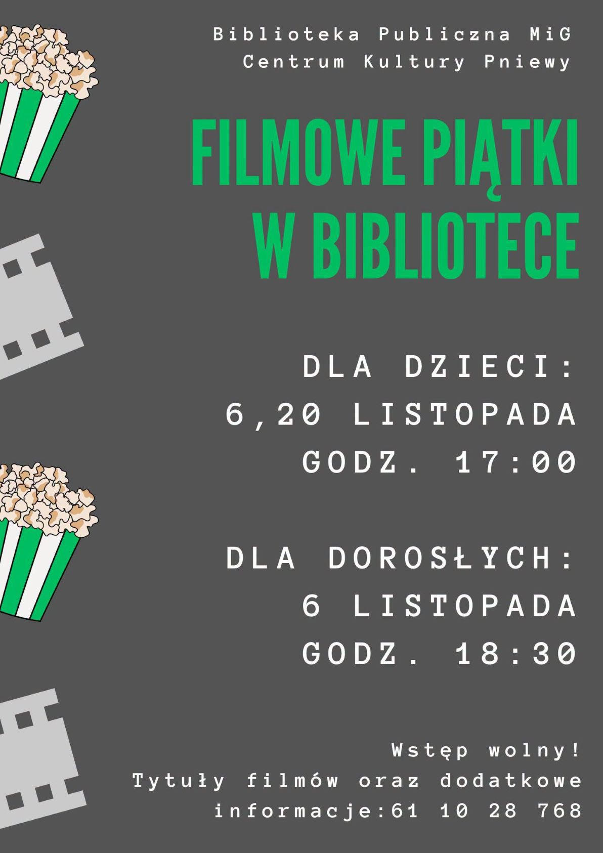 Filmowe piątki w&nbsp;Bibliotece &mdash; harmonogram