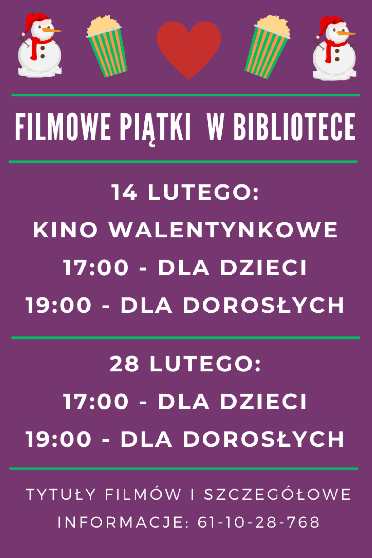 Filmowe piątki w&nbsp;bibliotece - luty 2025