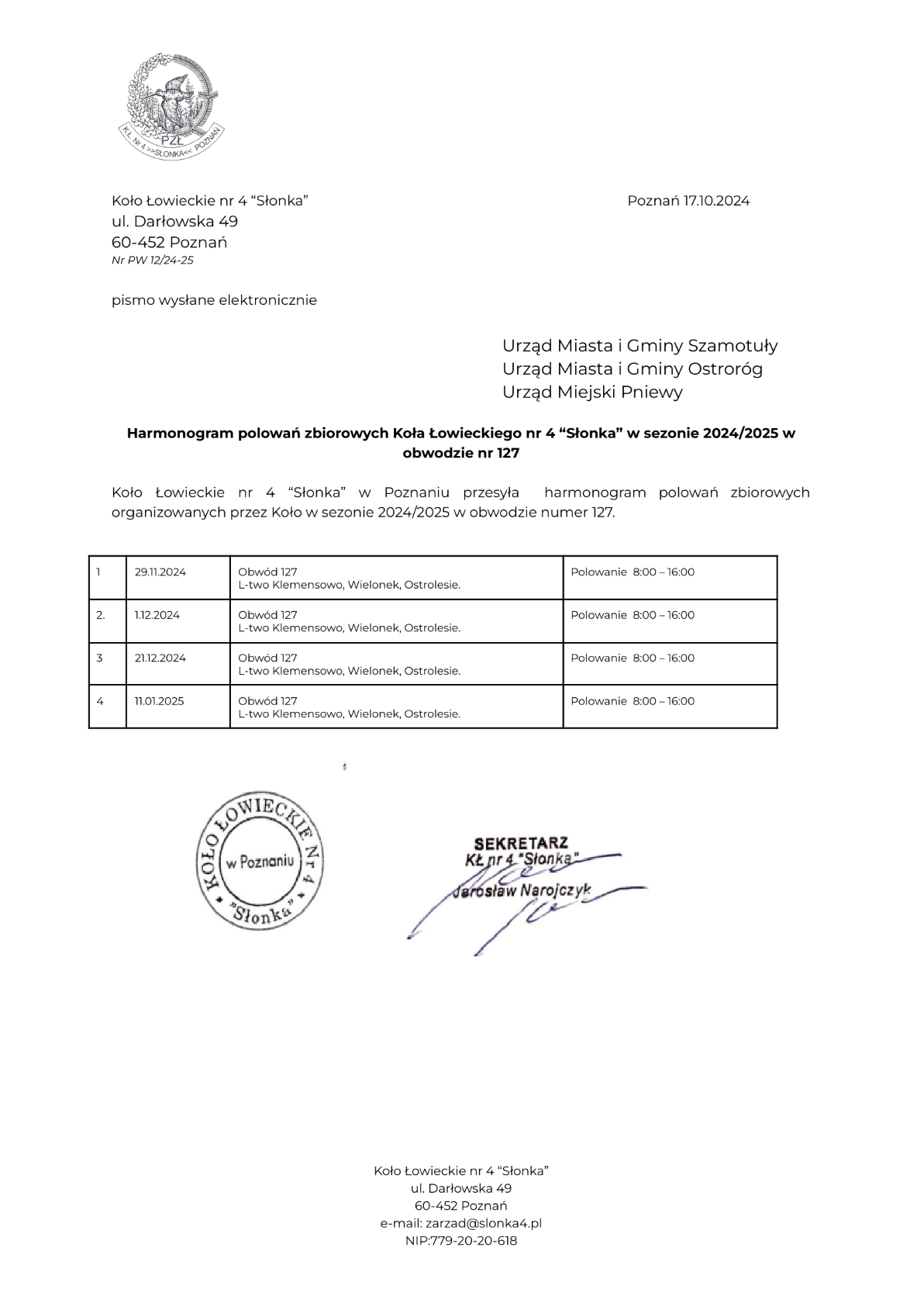 Plan polowań zbiorowych 