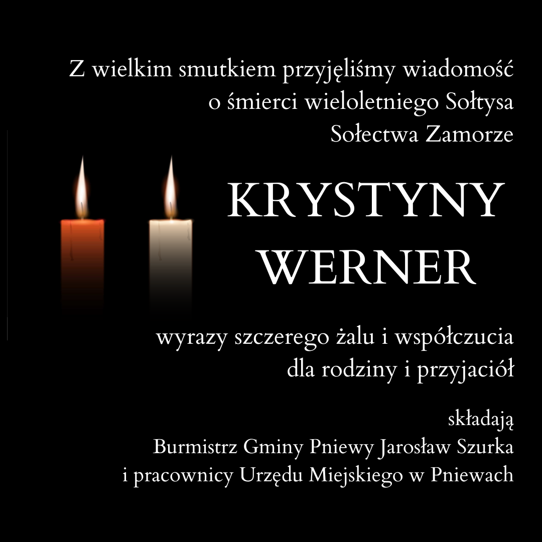 Wyrazy szczerego żalu i&nbsp;wsp&oacute;łczucia z&nbsp;powodu śmierci wieloletniego sołtysa Sołectwa Zamorze Krystyny Werner