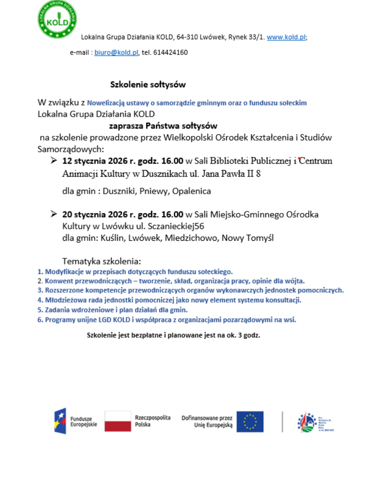 Szkolenie dla sołtys&oacute;w