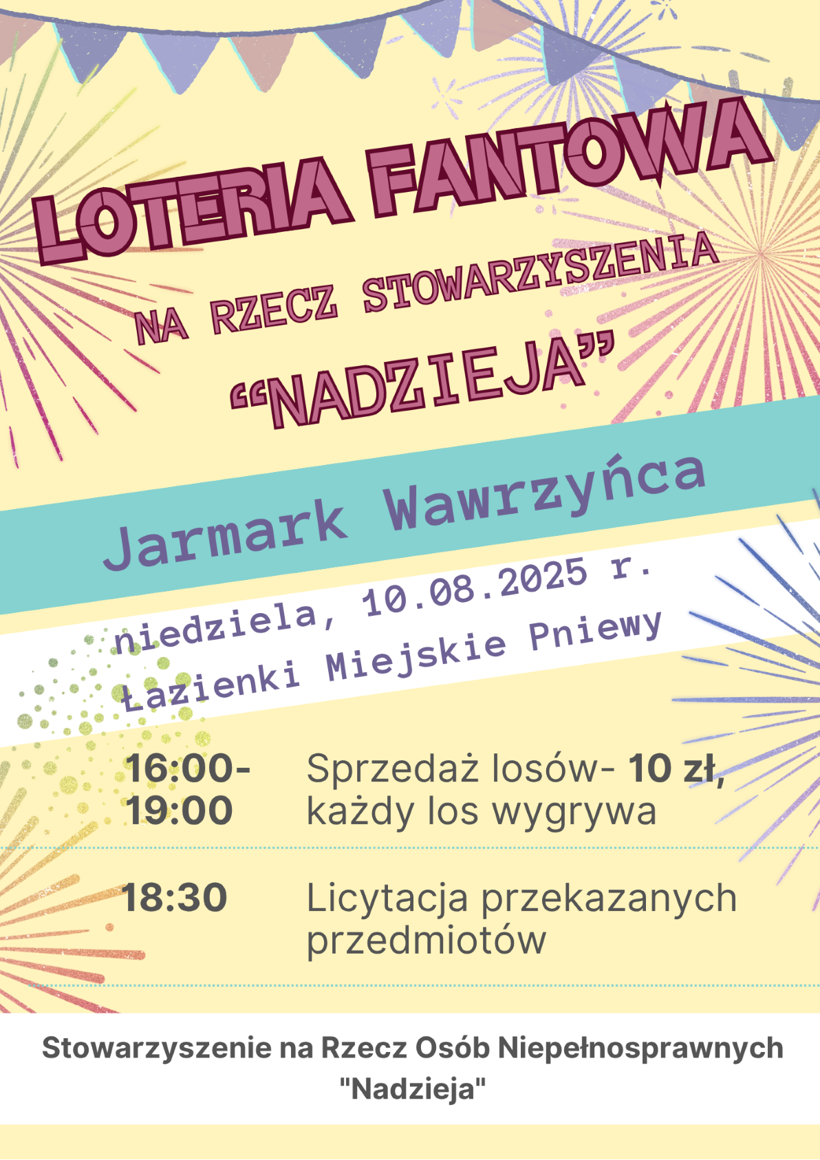 Plakat Loteria fantowa Stowarzyszenie Nadzieja