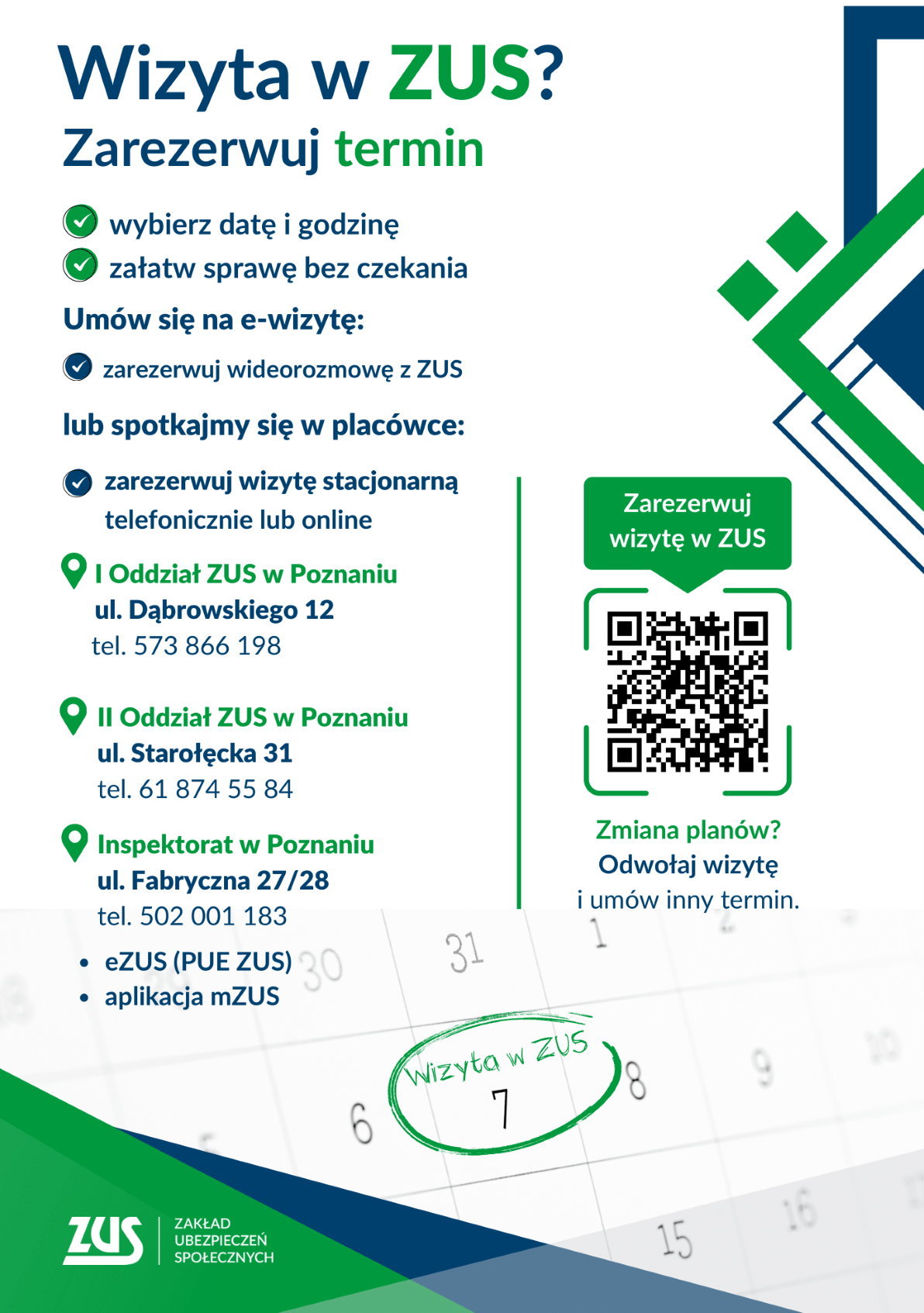 Masz sprawę w&nbsp;ZUS? - zarezerwuj wizytę na&nbsp;wybrany dzień i&nbsp;godzinę