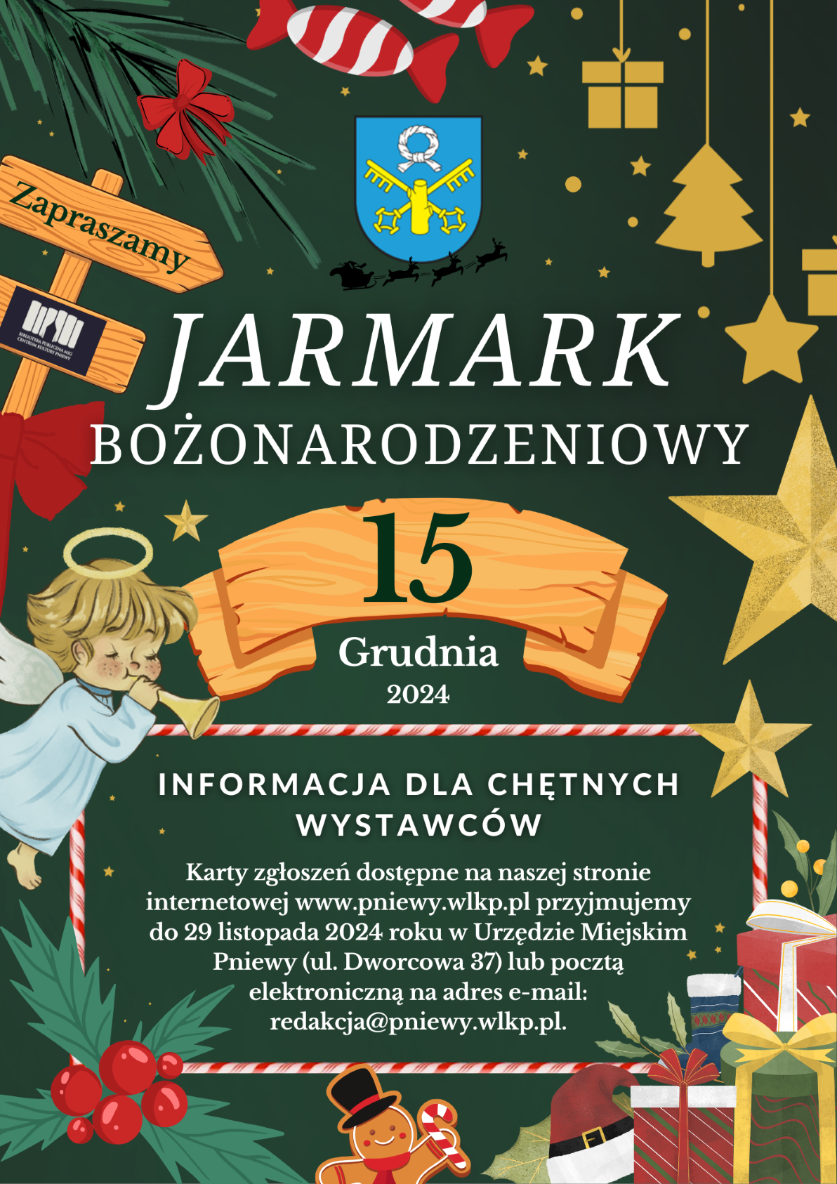 Zaproszenie na&nbsp;Jarmark Bożonarodzeniowy w&nbsp;Pniewach!