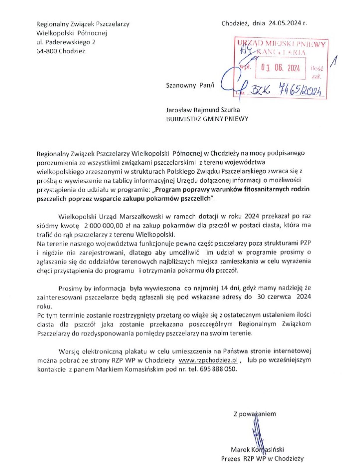 Program poprawy warunk&oacute;w fitosanitarnych rodzin pszczelich poprzez wsparcie zakupu pokarm&oacute;w pszczelich