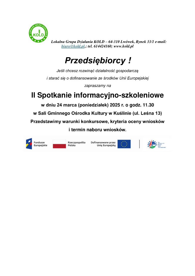 KOLD &mdash; Spotkania informacyjno-szkoleniowe