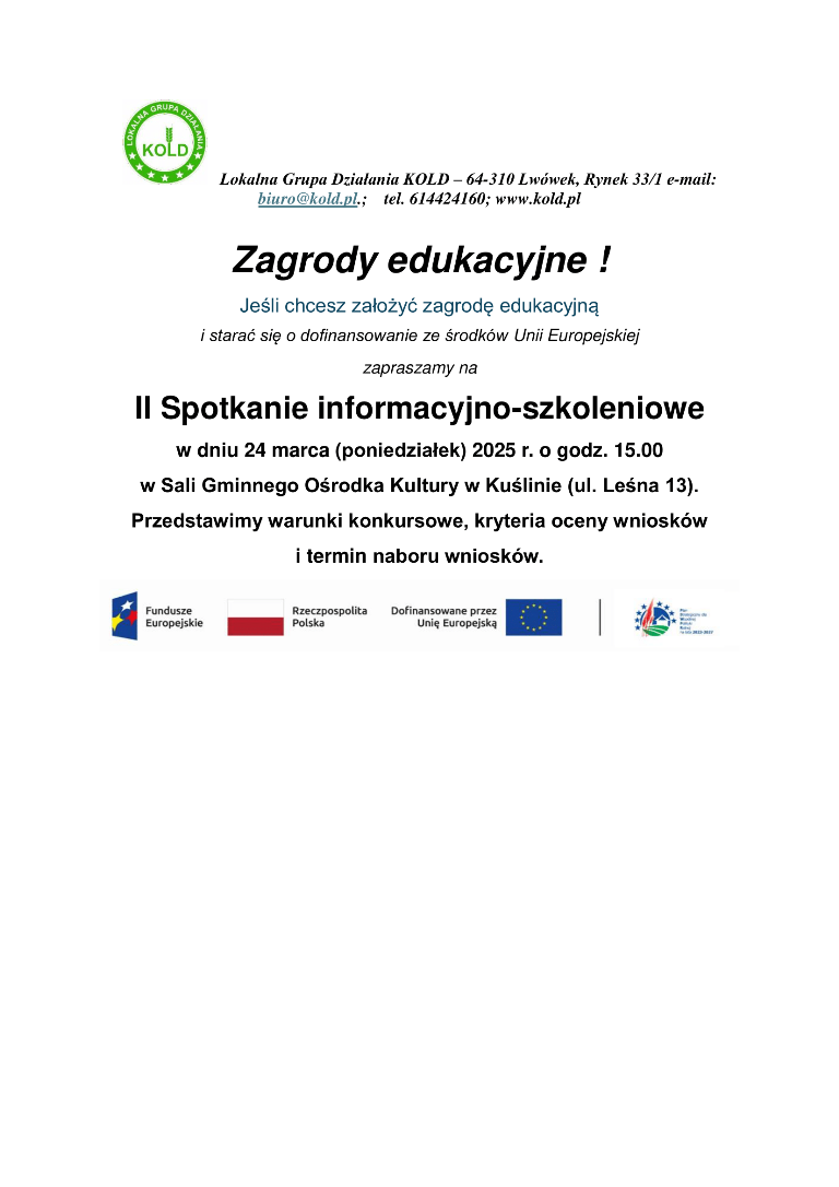 KOLD &mdash; Spotkania informacyjno-szkoleniowe