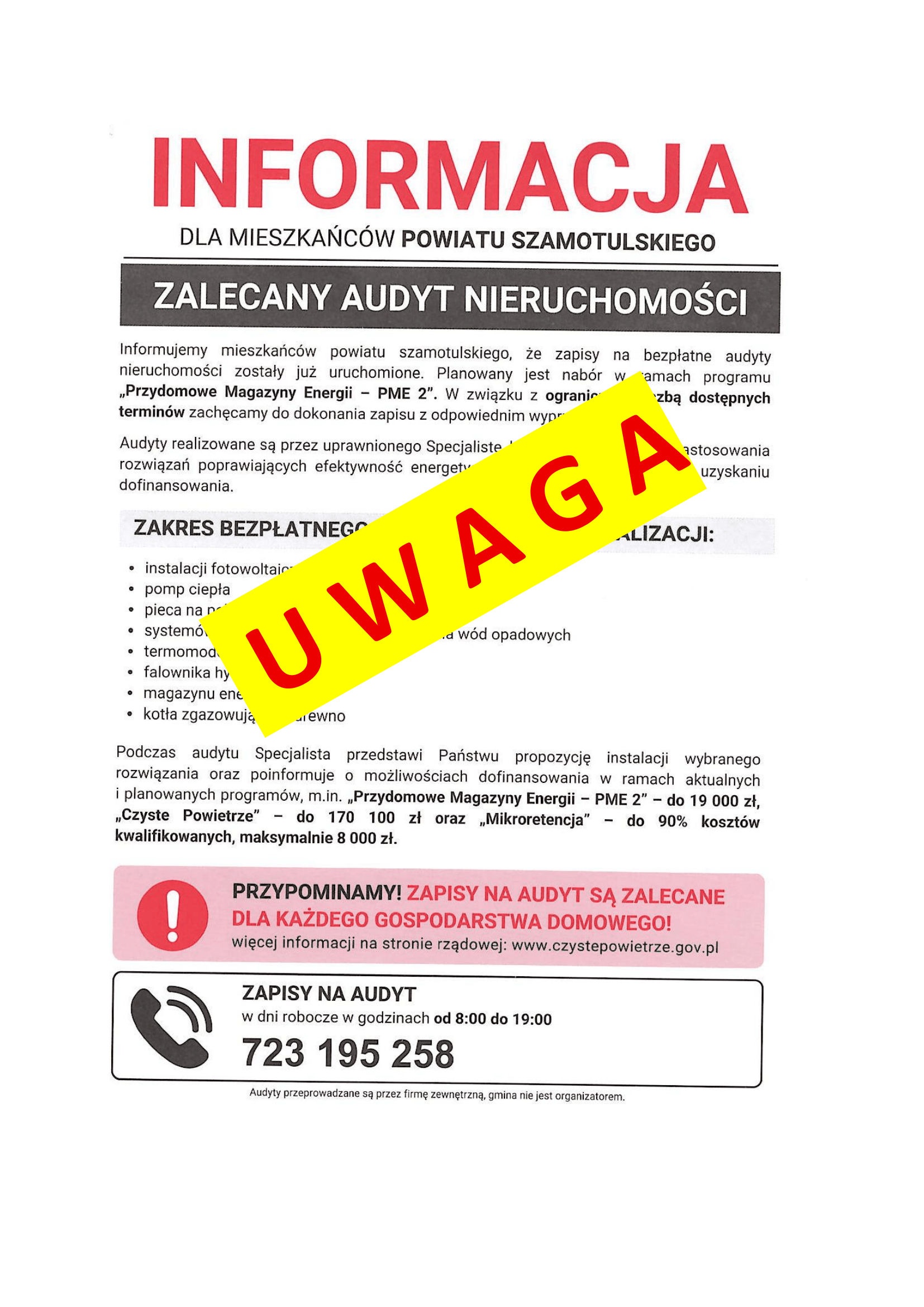 ULOTKI DOTYCZACE AUDYT&Oacute;W ENERGETYCZNYCH