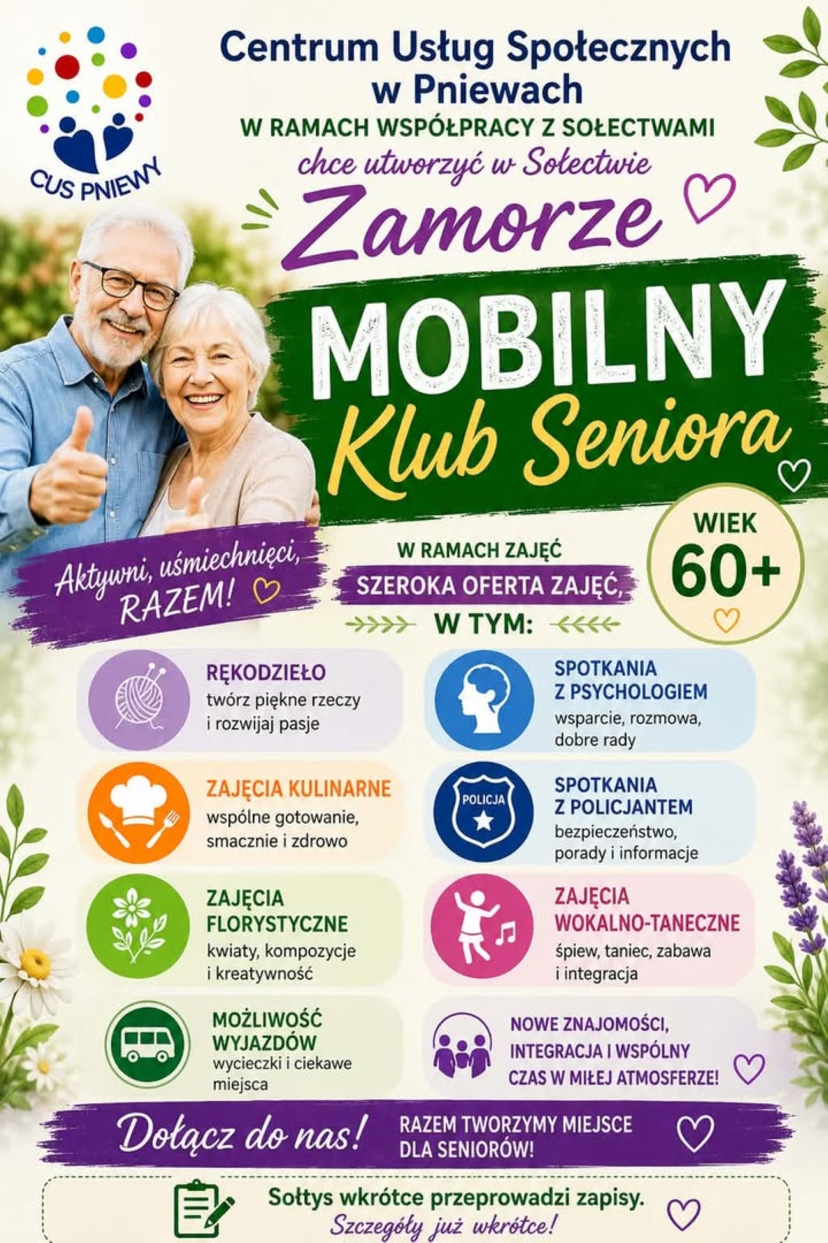Mobilny Klub Seniora Zamorze plakat promujący