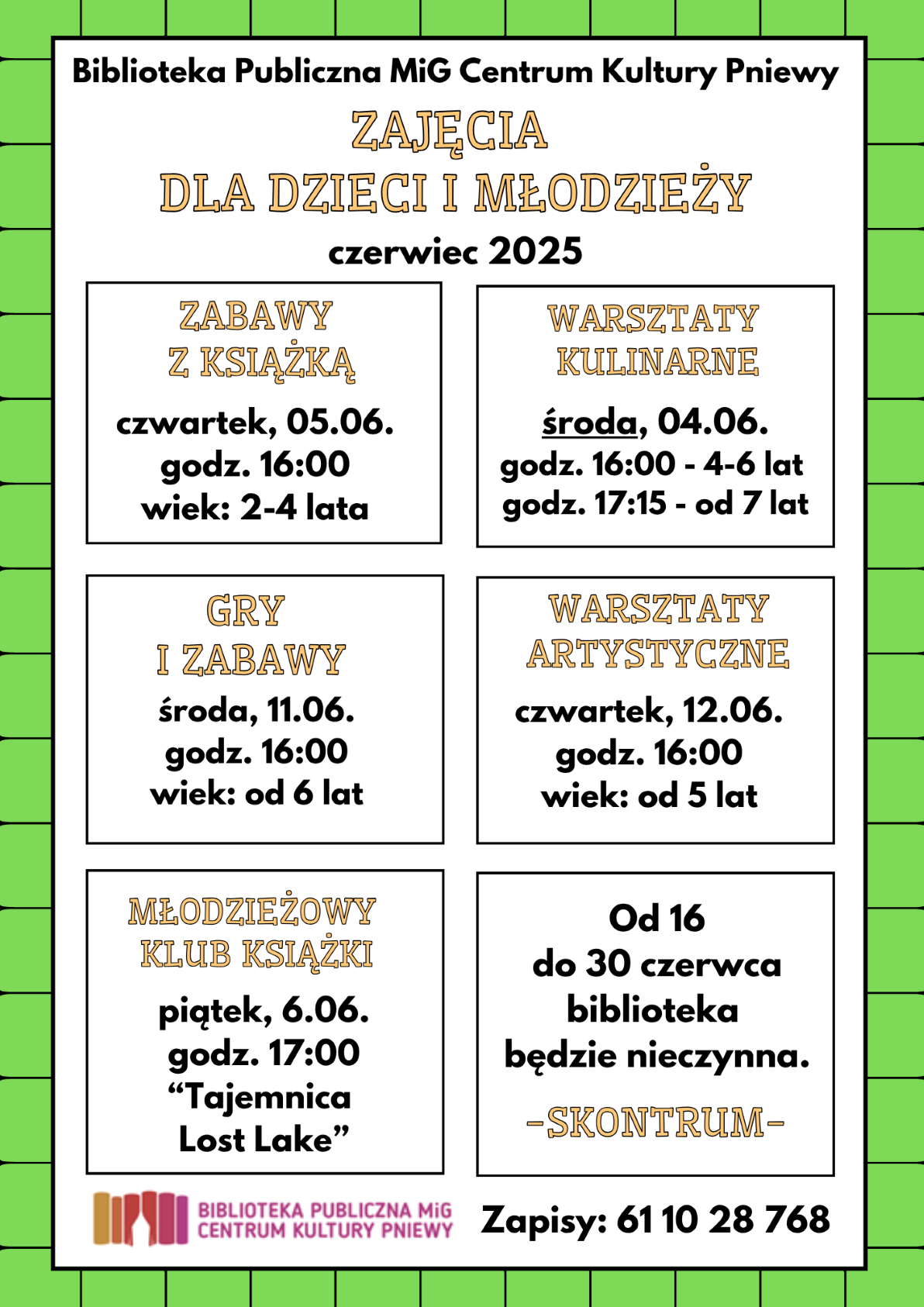 Zajęcia dla dzieci i&nbsp;młodzieży w&nbsp;czerwcu