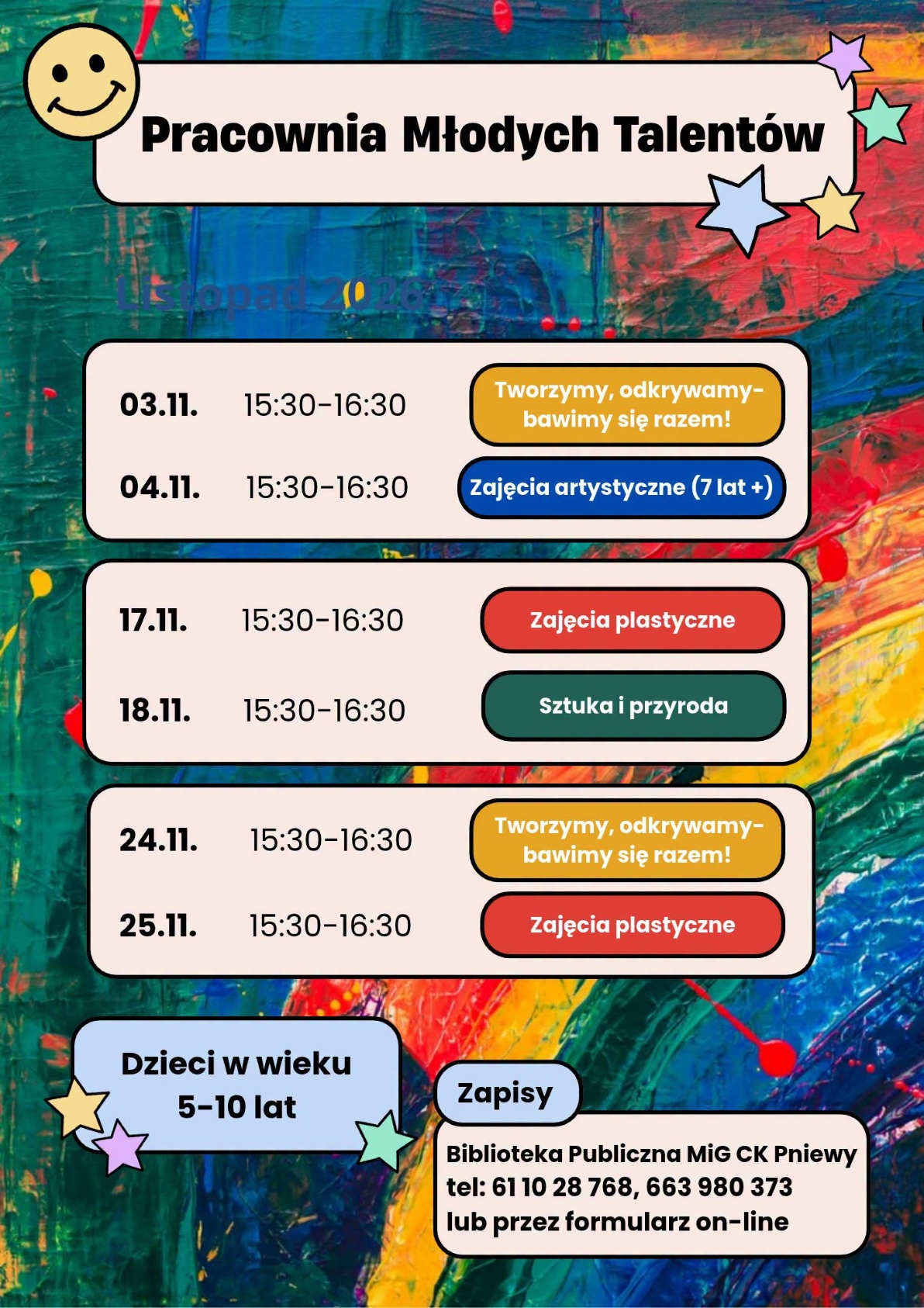 Pracownia młodych talent&oacute;w &mdash; harmonogram