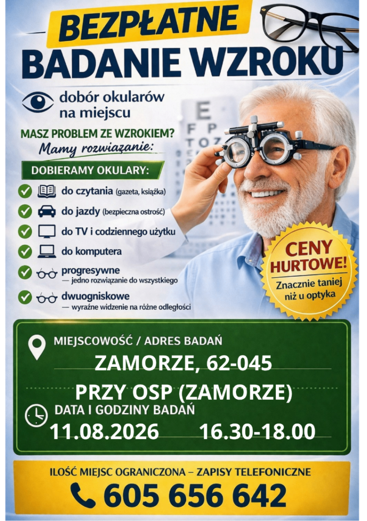 Bezpłatne badanie wzroku w&nbsp;Zamorzu