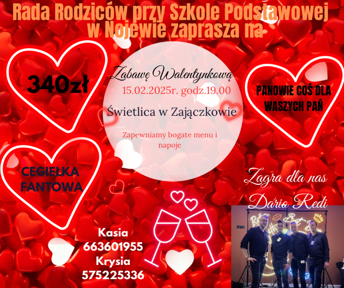 zabawa walentynkowa Rady Rodziców przy Szkole Podstawowej w Nojewie