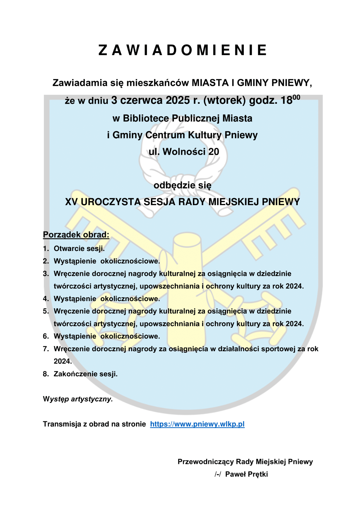 Uroczysta sesja zaproszenie 