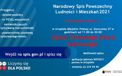 Zdjęcie do Dyżur Gminnego Biura Spisowego w sobotę