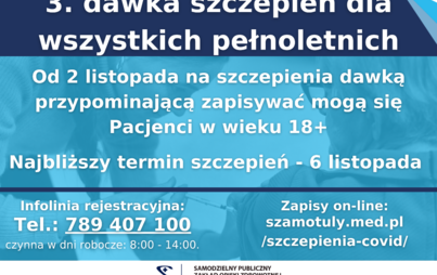 Zdjęcie do Zapisy na 3.dawkę szczepienia przeciw COVID-19 dla wszystkich pełnoletnich