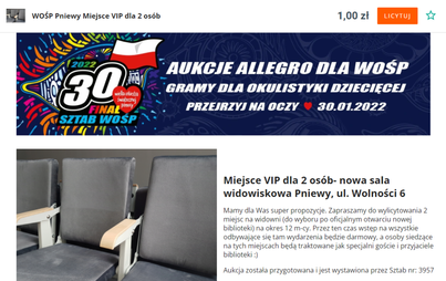 Zdjęcie do Sztab WOŚP Pniewy serdecznie zaprasza na licytacje