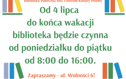Zdjęcie do Godziny otwarcia biblioteki w czasie wakacji