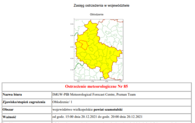 Zdjęcie do Ostrzeżenie meteorologiczne