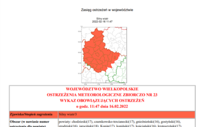 Zdjęcie do Ostrzeżenie meteorologiczne