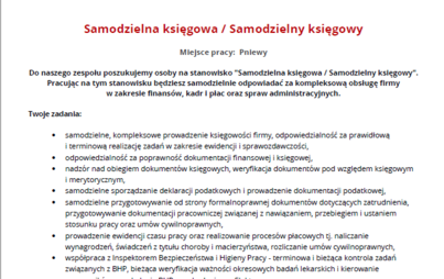 Zdjęcie do Ogłoszenie o pracę