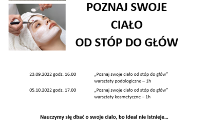 Zdjęcie do Zapraszamy na warsztaty. Poznaj swoje ciało od st&oacute;p do gł&oacute;w.