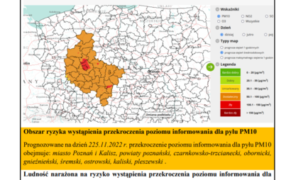 Zdjęcie do Powiadomienie o ryzyku wystąpienia przekroczenia  poziomu informowania dla pyłu zawieszonego PM10 w powietrzu