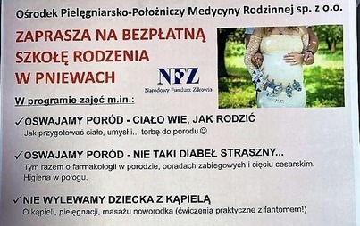 Zdjęcie do Zaproszenie na bezpłatną szkołę rodzenia w Pniewach