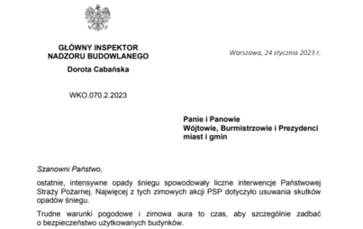 Zdjęcie do Informacja Gł&oacute;wnego Inspektora Nadzoru Budowlanego
