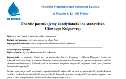 Zdjęcie do Oferta pracy-Gł&oacute;wny Księgowy 