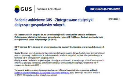 Zdjęcie do Badania rolne ankietowe trwają!