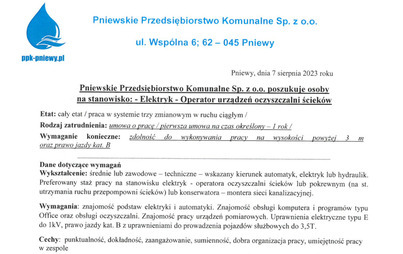 Zdjęcie do Ogłoszenie o pracę- Elektryk