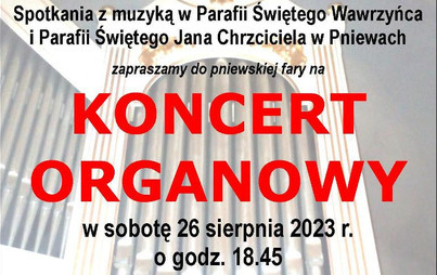 Zdjęcie do Zaproszenie na koncert organowy