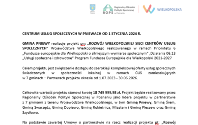 Zdjęcie do Centrum Usług Społecznych w Pniewach