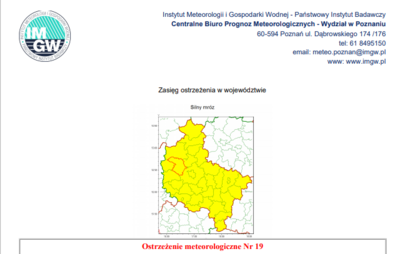 Zdjęcie do Ostrzeżenie meteorologiczne