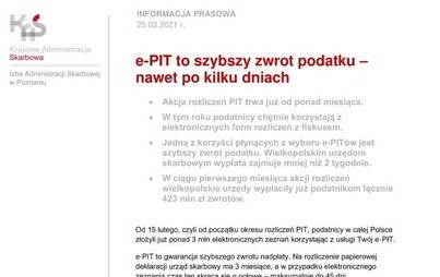 Zdjęcie do e-PIT to szybszy zwrot podatku- nawet po kilku dniach