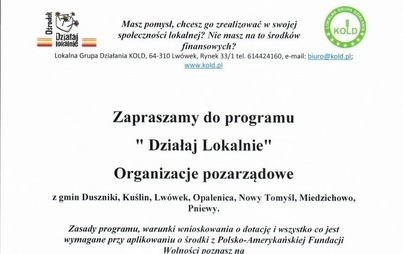 Zdjęcie do Zapraszamy do programu &quot; Działaj Lokalnie&quot;