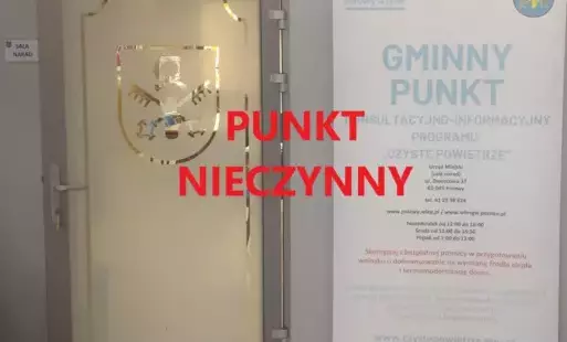 Zdjęcie do Punkt konsultacyjno-informacyjny programu &bdquo;Czyste Powietrze&rdquo; nieczynny