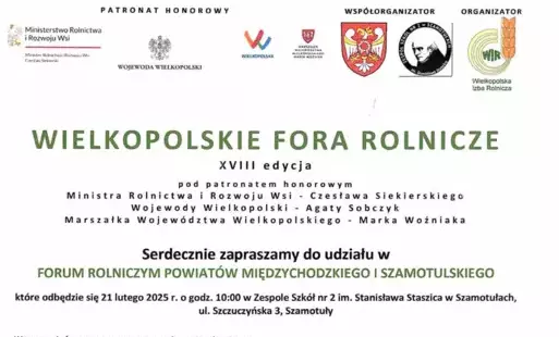 Zdjęcie do Zaproszenie- Wielkopolskie Fora Rolnicze