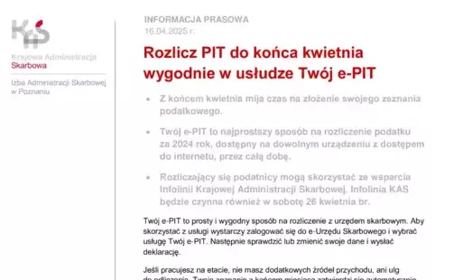 Rozlicz PIT do końca kwietnia wygodnie w usłudze Twój e-PIT