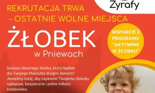 Rekrutacja uzupełniająca Żłobek Żyrafy Pniewy