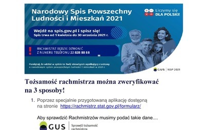 Zdjęcie do Sprawdź tożsamość rachmistrza spisowego 