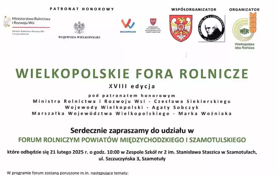 Zaproszenie- Wielkopolskie Fora Rolnicze